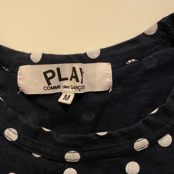 CDG polka dot navy long sleeve, with heart patch on left side - Picture 3 of 3